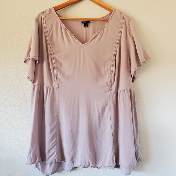 torrid Tops - Torrid Purple Crochet Challis Tunic Blouse Size 3X